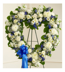 Send Blue and White Heart Wreath To Cebu