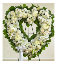 Send Angelic All White Heart Wreath To Cebu