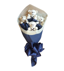 send 4 pcs. mini white color bear bouquet to cebu