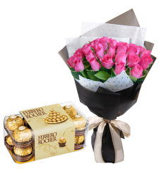 send 24 pink roses with ferrero chocolate box to cebu