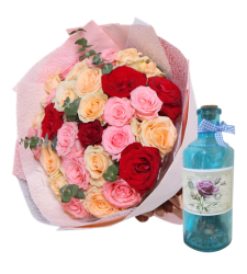 send 24 mixed roses with bottle message to philippines