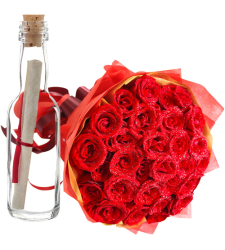 send 36 pcs. red roses with message in bottle to cebu