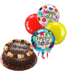 Choco Caramel Decadence Cake with Birthday Balloon