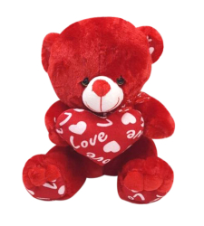 Small Size Red Teddy Bear with Love Pillow